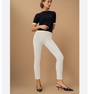 Seductive Sabrina Techno Cotton Pants Dune Beige Slim Fit Cropped Trousers XS